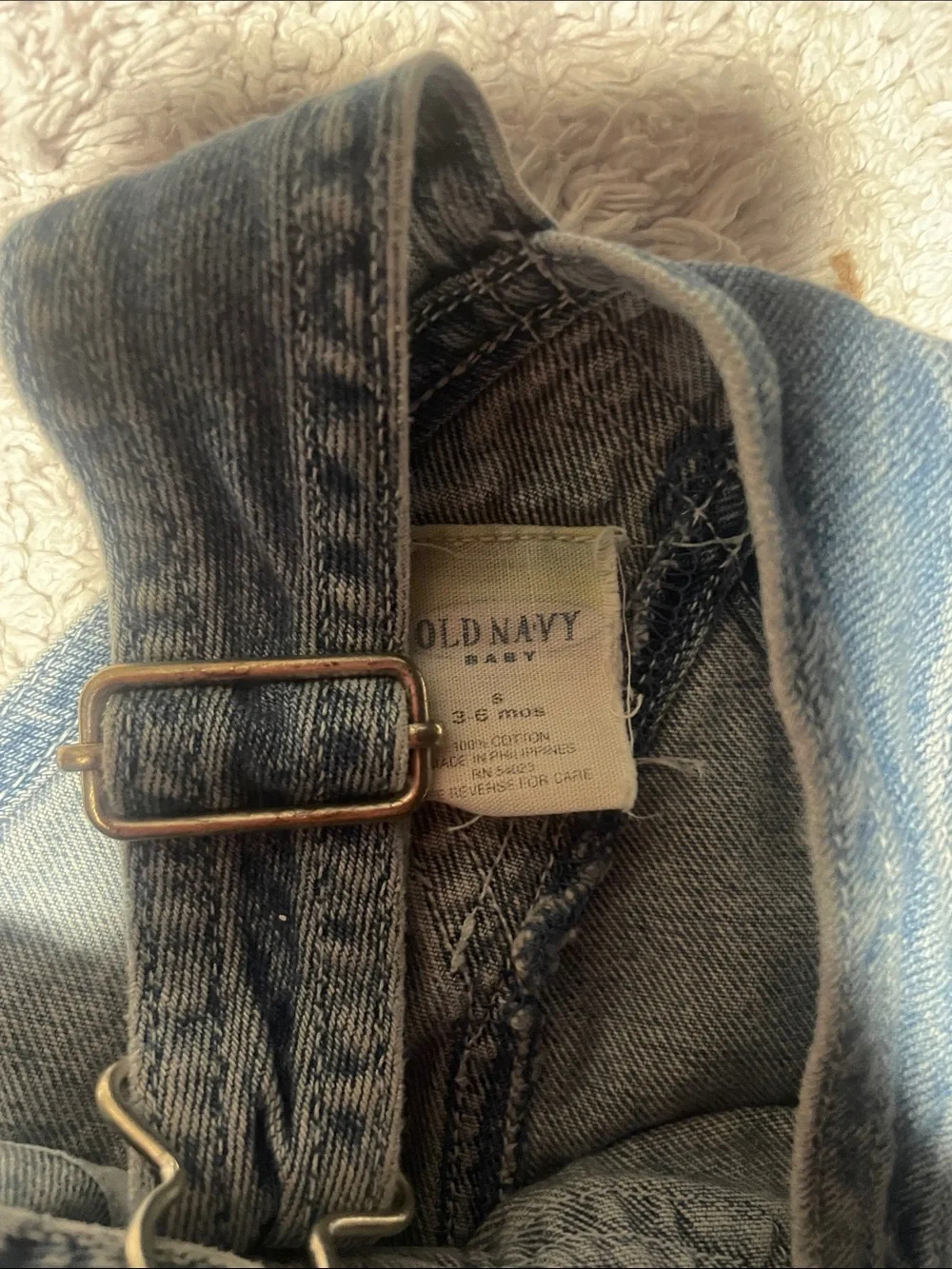 Old Navy Baby Light Blue Denim Overalls with Brass Hardware
